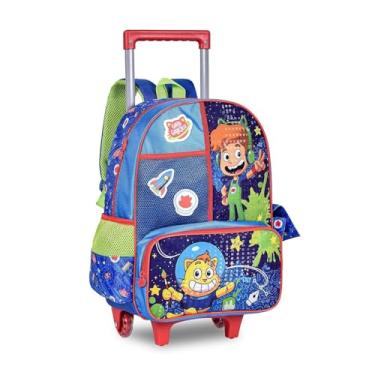 Imagem de Mochila Rodinha Gato Galáctico Azul 40x30x13 - Clio GG24116K
