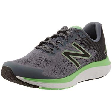 Imagem de New Balance Tênis de corrida masculino 680 V7, Cinza/preto/primavera vibrante, 8.5