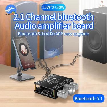 Imagem de 2.1 canal 5.1 bluetooth 15w * 2  30w módulo de placa amplificador de potência áudio alto e baixo