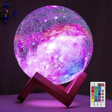 Imagem de BRIGHTWORLD Lâmpada de lua, galáxia, 15 cm, 16 cores, LED, 3D, lua, controle remoto, luz noturna, presentes para meninas, meninos, crianças, mulheres, aniversário