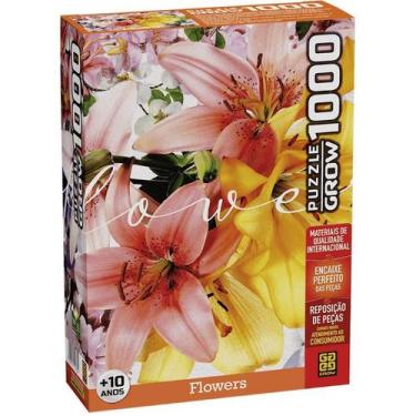Imagem de Quebra Cabeça Puzzle 1000 Peças Flowers Flores Da Grow