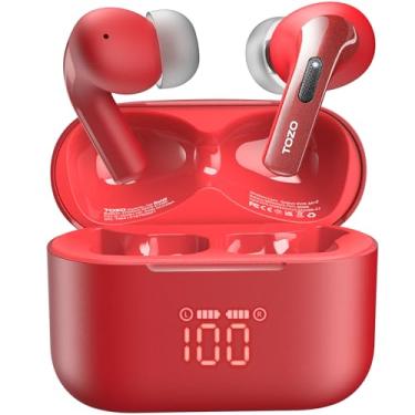 Imagem de TOZO T20 Auriculares Bluetooth sem fios 48,5 horas de reprodução com ecrã digital LED, à prova de água IPX8, Mic duplo com cancelamento de ruído de chamada, altifalantes de 10 mm de grande alcance