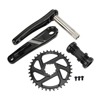 Imagem de Pedaleira de mountain bike 36T, pedaleira integrada oca para bicicleta com rolamentos altos pretos de superfície anodizada liga de alumínio para mountain bike