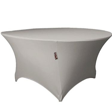 Imagem de LA Linen Toalha de mesa redonda de elastano 122 cm x 76 cm de altura, cinza claro