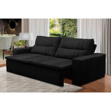 Imagem de Sofá Retrátil e Reclinável 2 lugares com Molas 1,80m Eloa Suede Preto Madelina