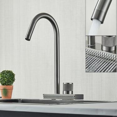 Imagem de Torneira cascata para pia de cozinha, lavatório quente e frio, múltiplas saídas de água, rotação, furo único, arma cinza a, 1