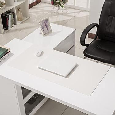 Imagem de Tapete de mesa multifuncional à prova d'água de couro antiderrapante, mouse pad para jogos para teclado de escritório, casa, tapete de mesa grande de couro PU - branco. 30 x 60 cm (12 x 24 polegadas)