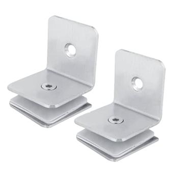 Imagem de LYBLY Clipe de prata de 90 graus para vidro, 2 peças de aço inoxidável para banheiro chuveiro clipe de porta de vidro braçadeira de metal para balaustrada de vidro cerca de piscina/323