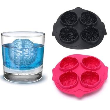 Imagem de 2 bandejas de cubos de gelo para cérebro, ferramenta de cozinha de uísque frio, molde de pudim, sorvete, bolo, doces, chocolate, molde de sabonete, artesanal, cubo de gelo, silicone, modelo de