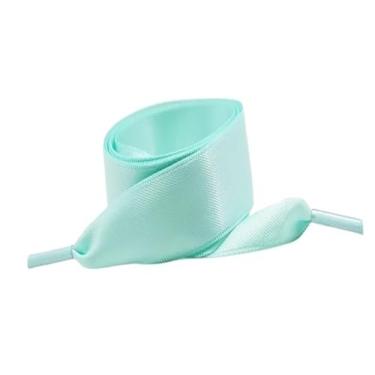 Imagem de Silk Satin Shoelaces Width Ribbon Flat Laces Women Boots Sneakers Shoelace Shoe Accessories (Color : Blue, Size : 140cm)