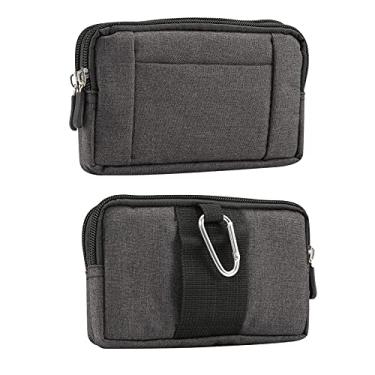 Imagem de Coldre masculino para celular com clipe de cinto, bolsa de cinto para celular preta, bolsa de cintura para smartphone com zíper, coldre para celular, pochete carteira com mosquetão para cinto para