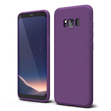 Imagem de oakxco Capa de telefone projetada para Samsung Galaxy S8 com aderência de silicone, capa de telefone de gel de borracha macia para mulheres e meninas, fina, flexível, protetora TPU 5,8 polegadas, roxo