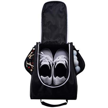 Imagem de Bolsa de sapato de golfe Athletico – Bolsa de sapato com zíper com ventilação e bolso externo para meias, camisetas, etc., Preto, Large Golf Shoe Bag
