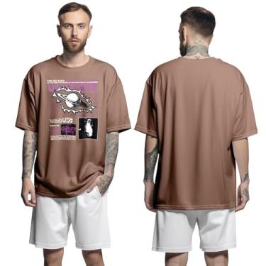 Imagem de Camisa Camiseta Oversized Streetwear Genuine Grit Masculina Larga 100% Algodão 30.1 Universe World Wide - Marrom - GG
