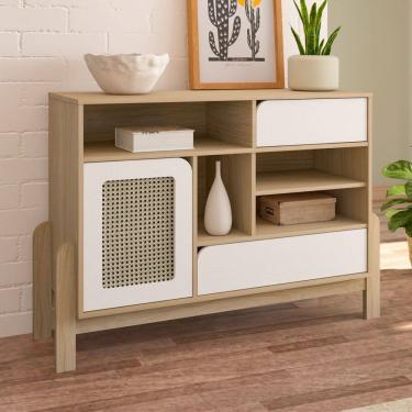 Imagem de Balcão Buffet Cantinho do Café 1 Porta 2 Gavetas Naturale/Branco - Pnr Móveis