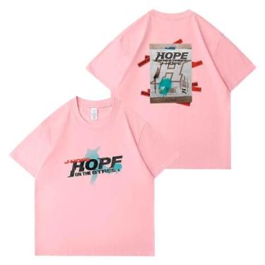 Imagem de Camiseta Hope On The Street Album Merchandise for Fans Star Style J-Hope Camiseta estampada algodão gola redonda manga curta, rosa, M