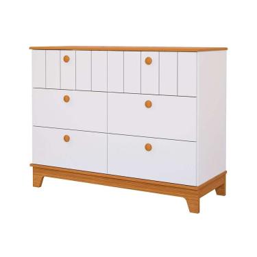 Imagem de cômoda infantil biscoito 6 gv branca e nature
