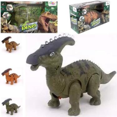 Imagem de Brinquedo Dinossauro Papassauro Com Som Luz Movimento Anda RUGE DINO LUZES JURASSICO TRICERATOPS REX CRIANÇA INFANTIL BONECO 26 CM (VERDE)