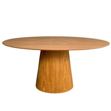 Imagem de Mesa De Jantar Cone Oval 160x90 Cm Base Madeira Freijó Tampo Freijó