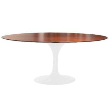 Imagem de Mesa De Jantar Tulipa Saarinen Oval 160x90 Cm Tampo Imbuia Base Branca
