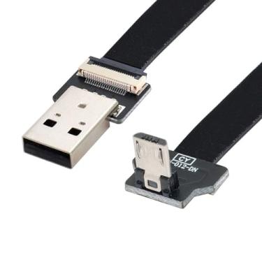 Imagem de ChenYang CY Tipo-A USB 2.0 macho para micro USB 5 pinos macho ângulo descendente 90 graus dados plano fino cabo FPC 100 cm para FPV e disco e telefone