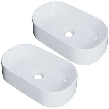 Imagem de Kit 02 Cubas de Apoio Oval Para Banheiro Lavabo Laila C01 O42W Branco - Lyam