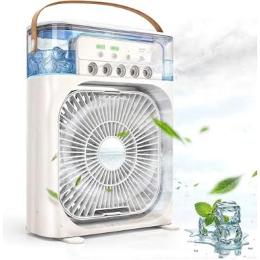 Imagem de Mini Ventilador Climatizador de Mesa Escritório Refrigerador de Ar Portátil USB 3 Velocidades Led USB-C Ambientes Pequenos (Branco)