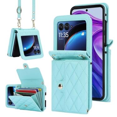 Imagem de Asuwish Capa de telefone para Motorola Razr 2024/Moto Razr 50 capa carteira com bloqueio de RFID alça de pulso transversal suporte para cartão de crédito bolsa acessórios para celular Razr2024 5G