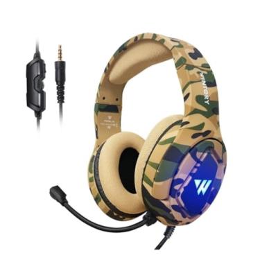 Imagem de Fone de Ouvido Gamer Com Fio Over-Ear em Estampa de Camuflagem M1 (Cinza)
