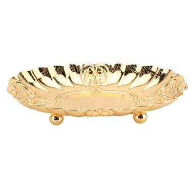 Imagem de Bandeja de Prato de Frutas Pequena Oval de Metal à Prova de Ferrugem, Prato de Exibição de Comida de Lanche Resistente, Decorativo e Prático, Com Boa Textura, Bandeja de Servir