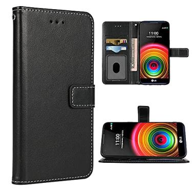 Imagem de FDCWTSH Capa carteira compatível com LG X Power, alça de pulso, capa flip de couro, suporte para cartão, acessórios para celular, porta-carteira, compartimento para identificação de crédito, capas de