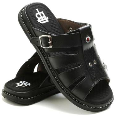 Imagem de Sandália Anti Stress Chinelo Masculino Ortopédico Couro 1001 - TALLARI