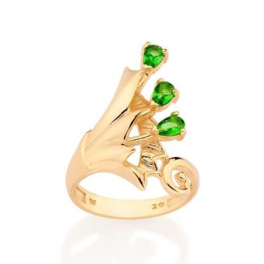 Imagem de Anel banhado ouro 3x 24k 18k e 22k feminino maxi grande rommanel com 3