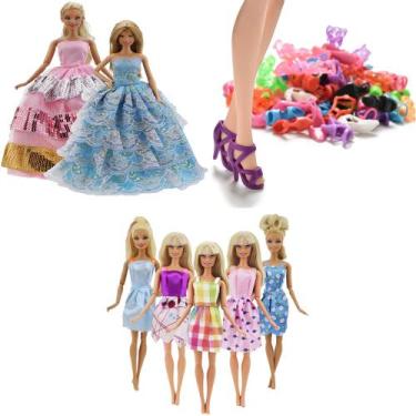 Imagem de Kit De Roupas E Acessórios Para Bonecas Vestidos Sapatos - Modelo 1 - 