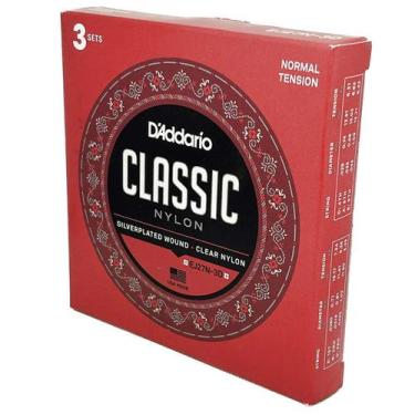 Imagem de Box 3 Encordoamento D'Addario nylon Violão EJ27N 3D Kit Tensão Normal 