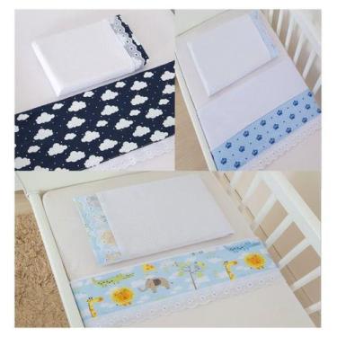 Imagem de Kit 3  Jogos de Lençóis Mini Berço 9 peças Nuvem, Imperador e Safari -