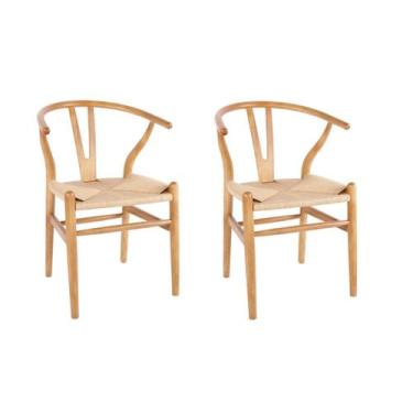 Imagem de Kit 2 Cadeiras Wishbone Madeira Maciça Valentina - Rivatti