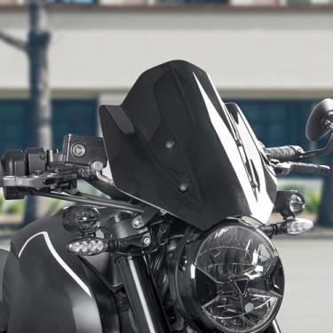 Imagem de Lorababer Defletor de vento frontal para carenagem de para-brisa de motocicleta compatível com T-riumph Trident 660 2021 Flyscreen protetor de viseira à prova de vento com suporte de montagem (moke)