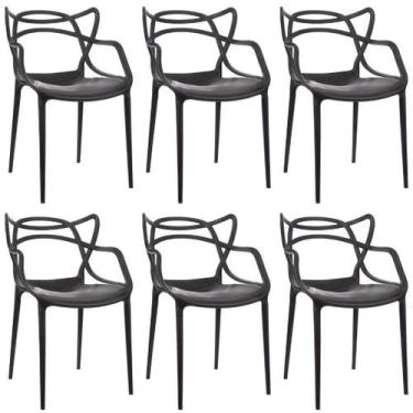 Imagem de Kit 6 Cadeiras Allegra Preta Mesa De Jantar Jardim - Garden Life