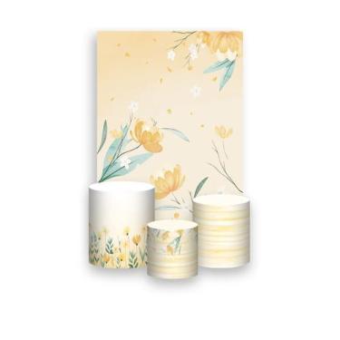 Imagem de Painel De Festa Vertical 1,50 x 2,20 + Trio De Capas Cilindro - Flores
