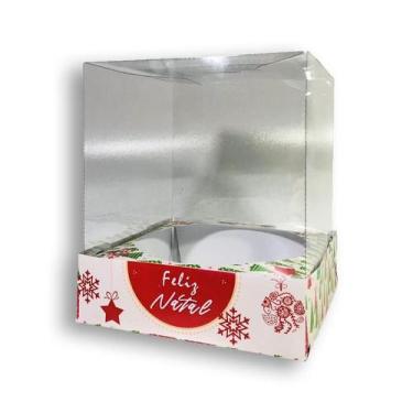 Imagem de Caixa Panetone 500G Feliz Natal Verde 10Und - Embala Cristal