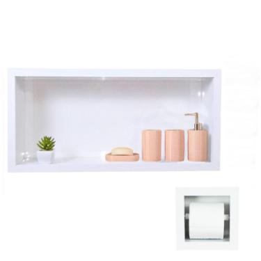 Imagem de Kit Nicho de Banheiro + PortaPapel Higiênico Em Porcelanato 60x30x10cm