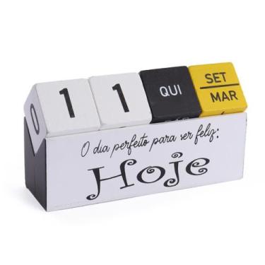 Imagem de Calendário Decorativo Permanente Com Frase Em Madeira - Import