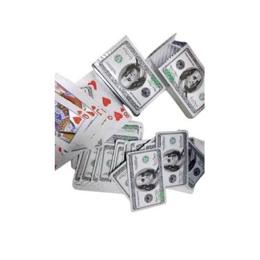 Imagem de Baralho Cinza Prateado Carta Dólar Poker Truco jogo cartas - Novo sécu