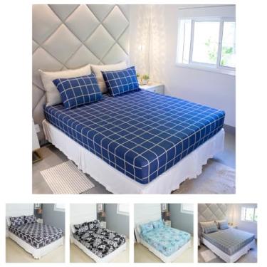 Imagem de Jogo de Lençol Cama Queen Pérola estampado 3 Peças COZZILAR 100% Algodão com Elástico e Toque Macio (Modelo 13)