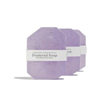 Imagem de Tywhoolon Conjunto de sabonete em barra para mulheres e homens, barra de sabão de diamante de óleo essencial de plantas naturais, limpeza profunda facial e corporal, pele suave e adequada sem