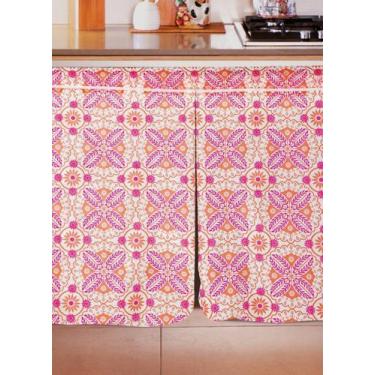 Imagem de Cortina de Pia Cozinha Flor Argelia Laranja com Vermelho 138 x 74cm - 