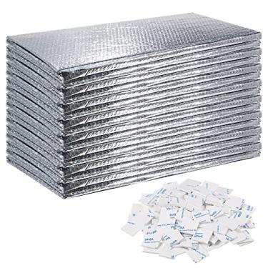 Imagem de Conjunto de isolamento de porta de garagem painéis de isolamento de bolha dupla barreira reflexiva de alumínio radiante escudo de isolamento térmico com fita adesiva para paredes de sótãos de estufa de garagem (16 peças, 50 x 137 cm)