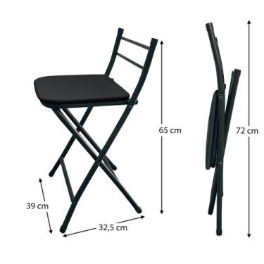 Imagem de Banco Banqueta baixa com encosto VIENA - WRM Metal, Preto - Assento pr