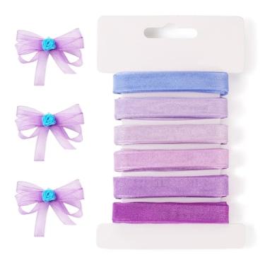 Imagem de Beadthoven Fitas de organza roxas 30 metros de tecido de 0,9 cm acabamento de fita transparente 10 mm fitas decorativas multicoloridas para embrulho de presente laços de cabelo costura decorações de
